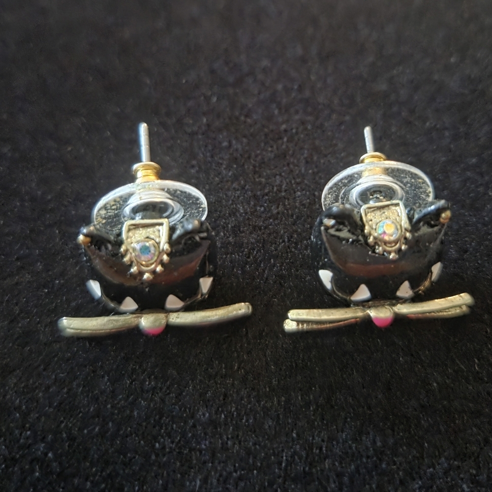2 Pair! Vtg Whimsical Black Cat Earrings - Picture 9 of 11